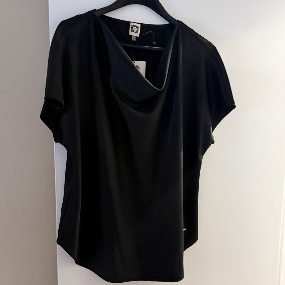Anne Klein Black Cowl Neck Blouse